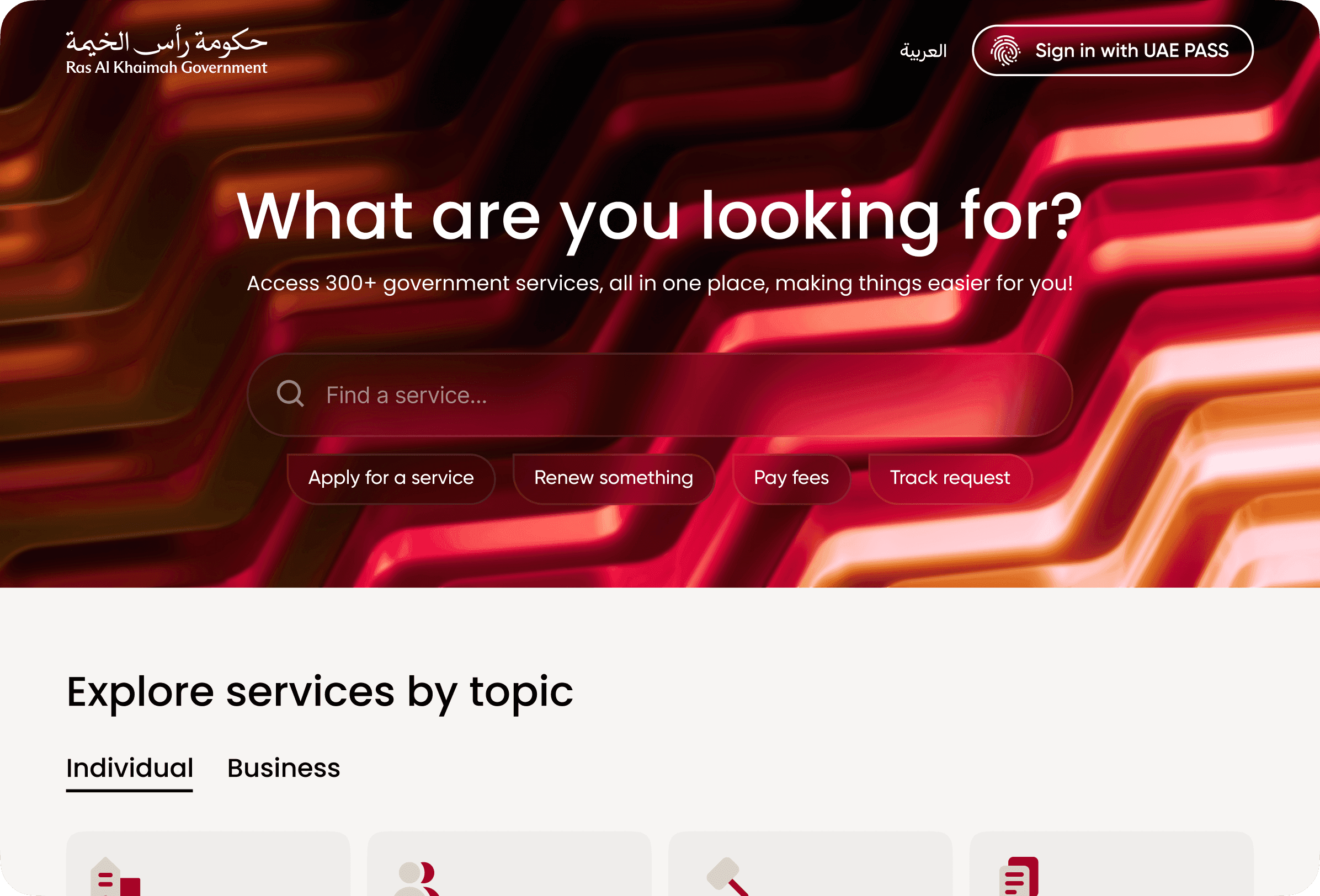 Restructuring RAK Digital – the digital services portal of the RAK government – app screens