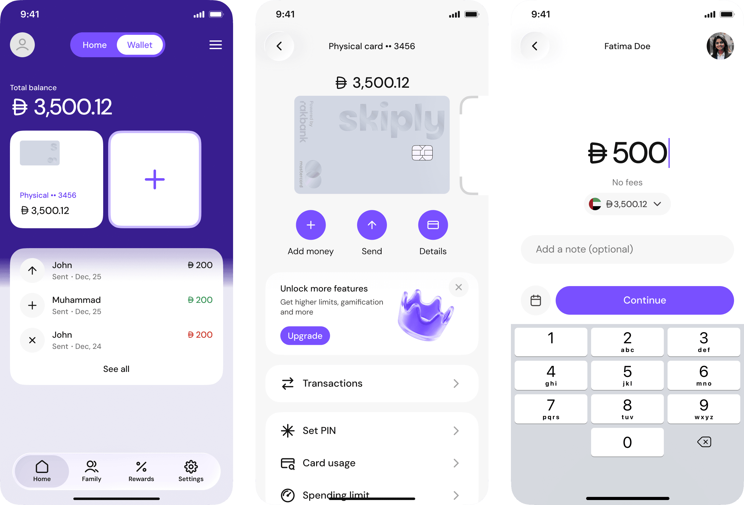 Relaunching Skiply – Rakbank's fintech app for education payments – app screens